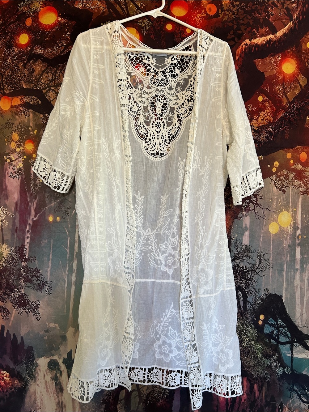 White Crochet Lace Tunic Top - under zero